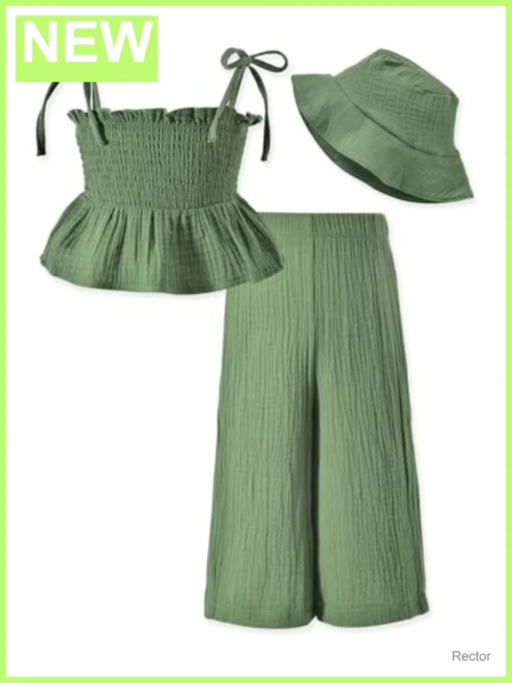 Toddler Girls Summer Outfit Set with Sun Hat Sleeveless Halter Top Pants